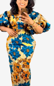 Robe Africaine chic, design à manches lanterne et style féminin