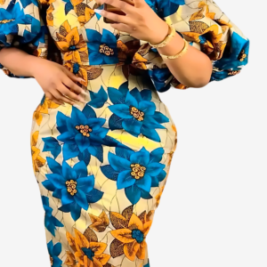 Robe Africaine chic, design à manches lanterne et style féminin