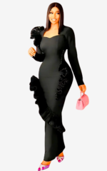 Robe Africaine Élégante Noire pour Femme
