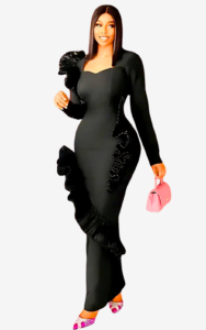 Robe Africaine Élégante Noire pour Femme
