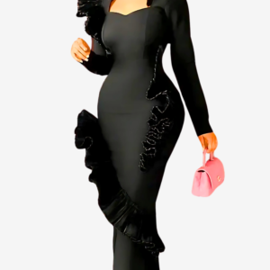 Robe Africaine Élégante Noire pour Femme