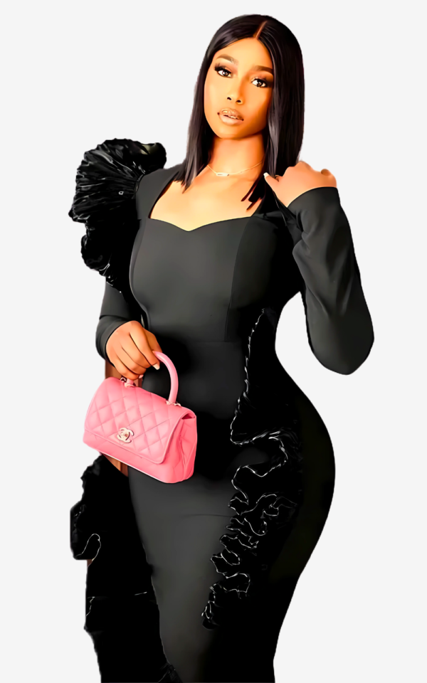Vêtement élégant, robe noire africaine pour occasions spéciales