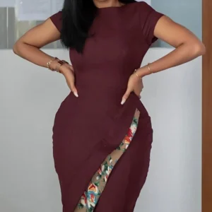 Robe Africaine Chic Rouge Femme