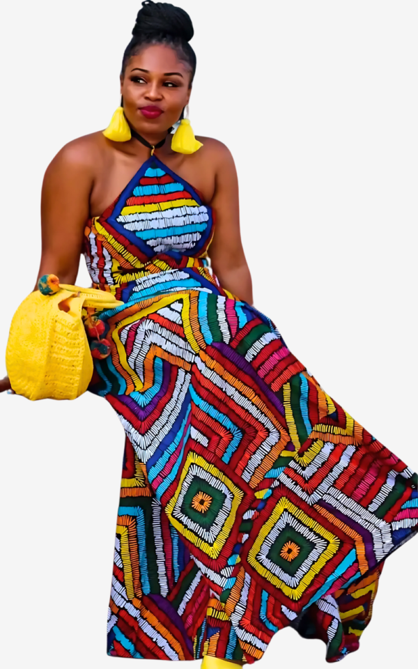 robe-femme-africaine-multicolore-1 Robe africaine femme multicolore élégante et festive