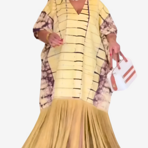 Robe Imprimé Africain Col V pour femmes