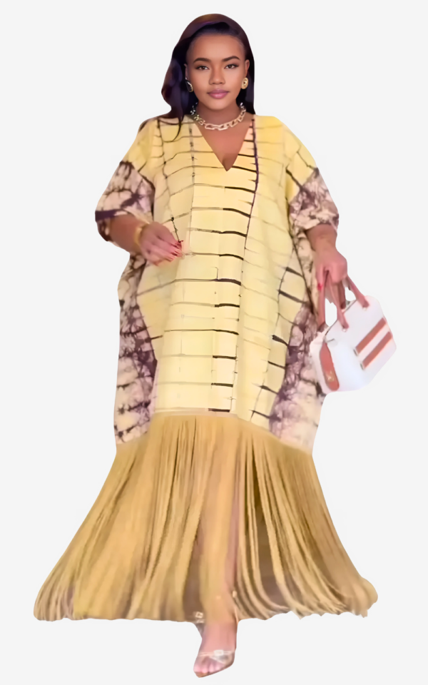 robe-imprime-africain-col-v-1 Robe Imprimé Africain Col V pour femmes