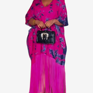 Robe African Print au col en V pour femme