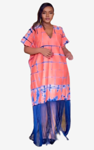 Mode Africain : Robe à col V avec motifs colorés