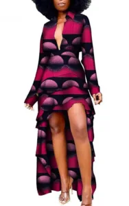 Robe femme avec motifs africains vibrants