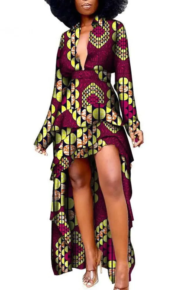 Robe longue à motifs inspirés d'Afrique