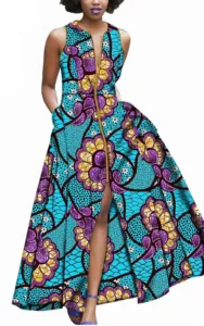 Robe d'été longue avec motifs africains