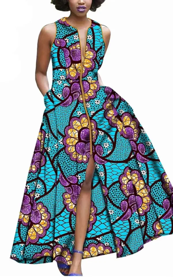 Robe d'été longue avec motifs africains