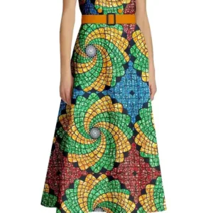 Robe longue africaine en tissu wax