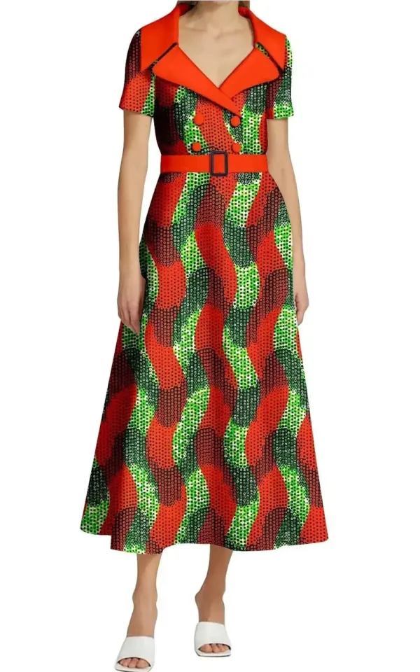 Robe longue africaine avec motifs traditionnels