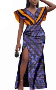Robe femme avec motifs africains vibrants
