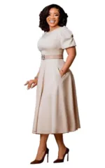 Robe Midi Africaine Col Rond femme