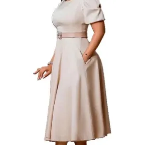 Robe Midi Africaine Col Rond femme