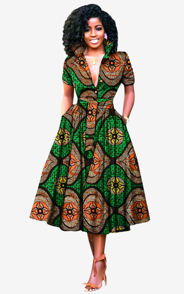 Robe artisanale aux motifs géométriques