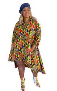 Robe grande taille à motif africain pour femme