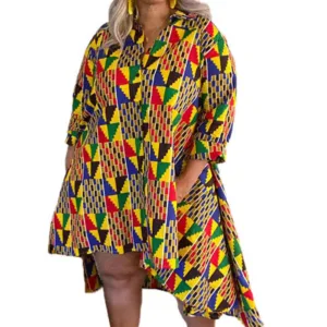 Robe grande taille à motif africain pour femme