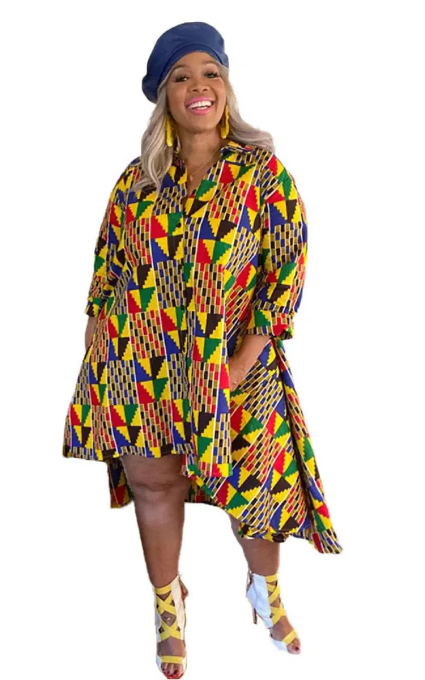 robe-motif-africain-grande-taille-1 Robe grande taille à motif africain pour femme