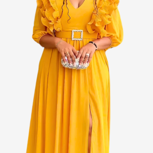 Robe Mousseline Africaine avec ceinture pour femme