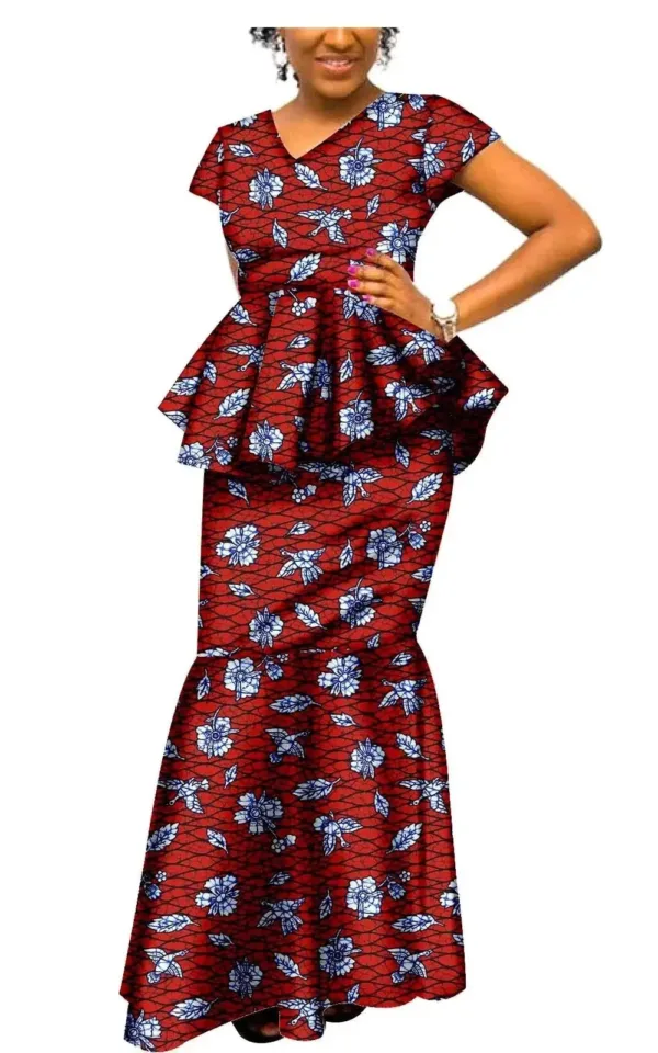 Robe africaine en tissu pagne coloré