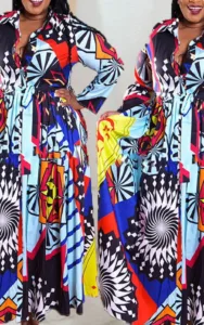 Robe femme africaine avec motifs vibrants et style unique