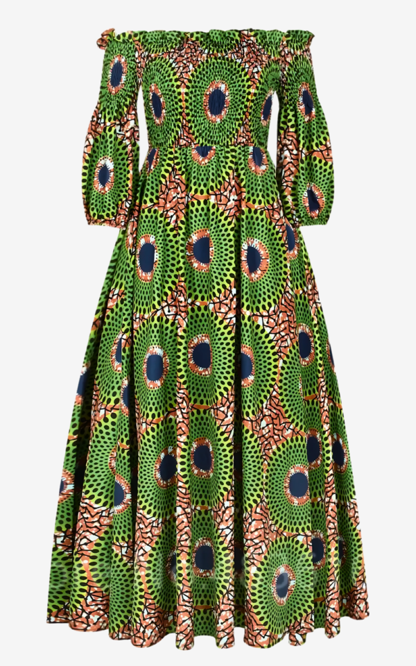 Robe d'été en tissu africain aux motifs colorés