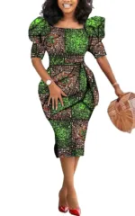 Robe colorée en tissu africain pour femme