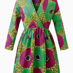 Robe Veste Africaine Verte et Rouge pour femme