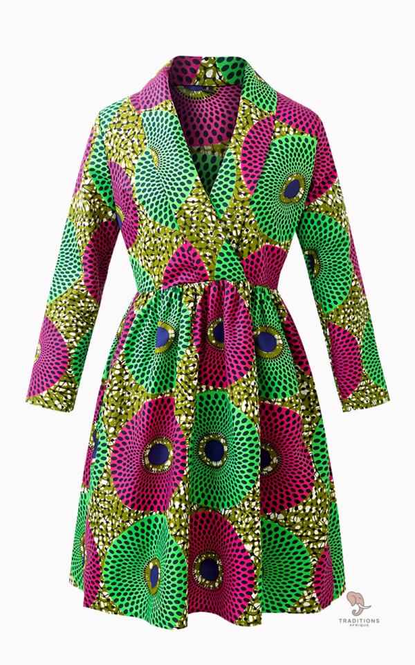 robe-veste-africaine-verte-et-rouge-1 Robe Veste Africaine Verte et Rouge pour femme