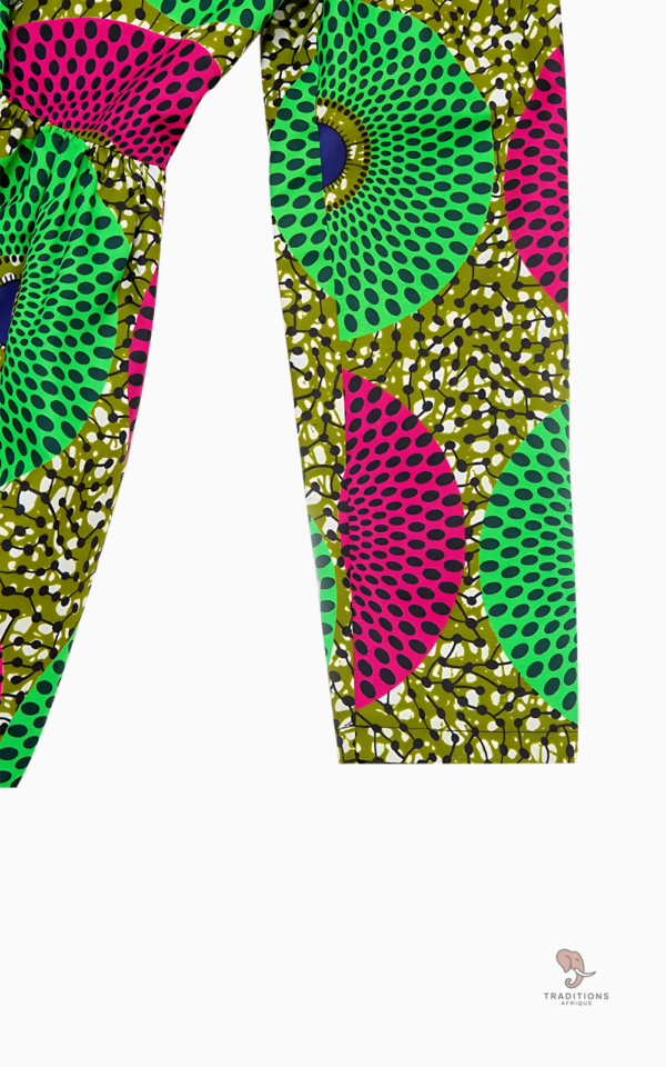 Mode africaine : robe veste femme en vert et rouge