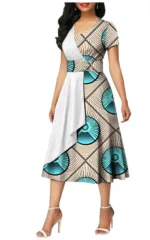 Robe vintage imprimé africain pour femme