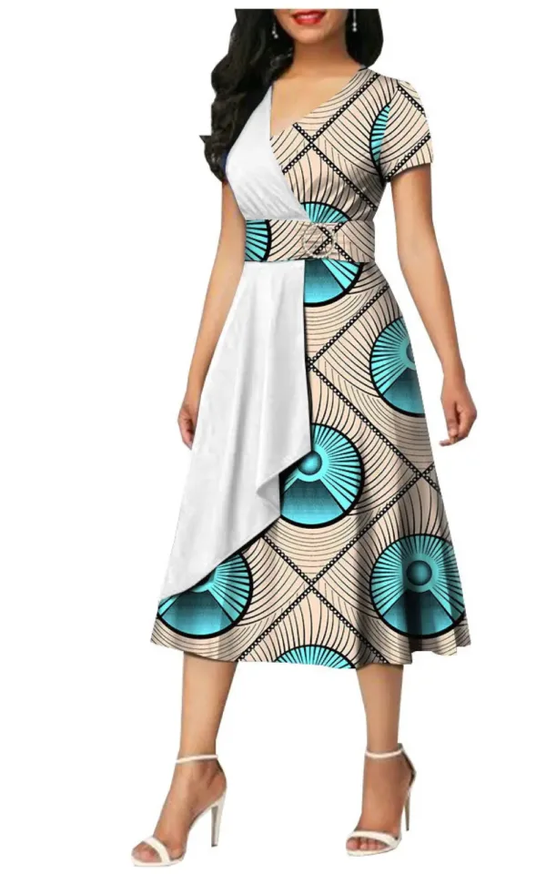 robe-vintage-imprime-africain-1 Robe vintage imprimé africain pour femme