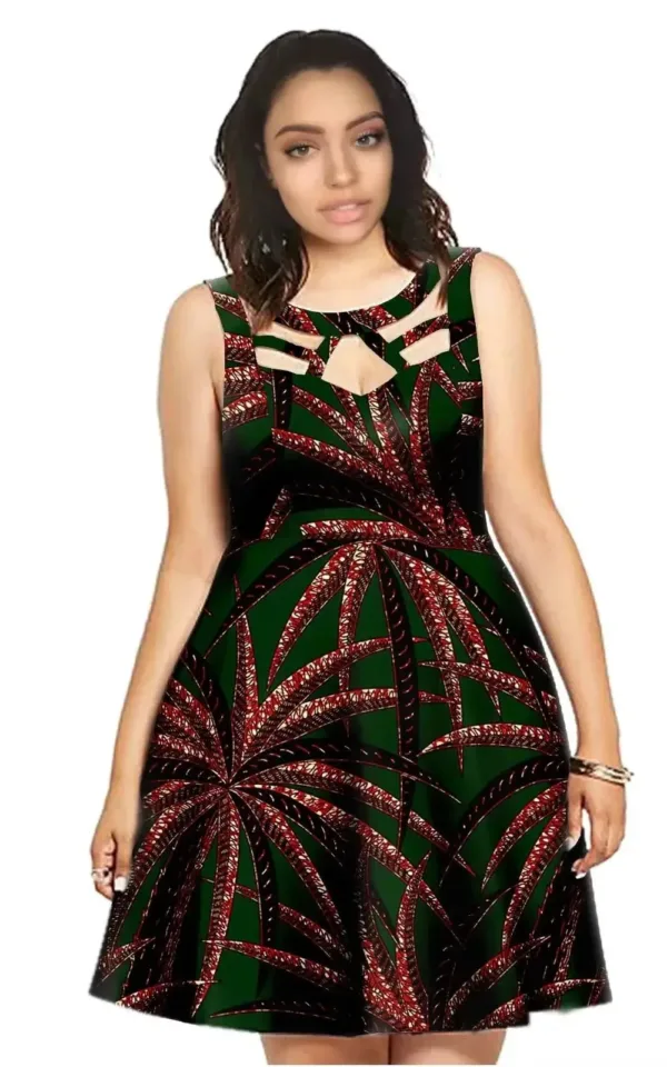 Robe Wax femme avec motifs africains vibrants