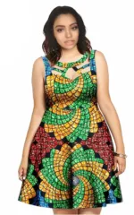 Robe colorée Wax avec imprimés culturels uniques