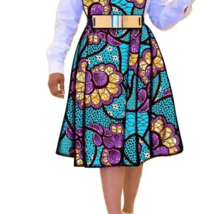 Robe femme en tissu africain coloré
