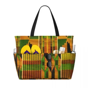 Sac cabas africain motif Kente coloré et élégant