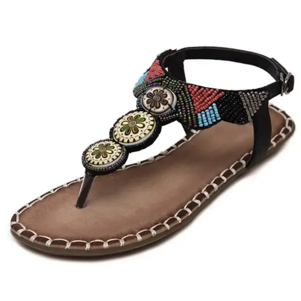 Sandale élégante avec motifs africains et perles