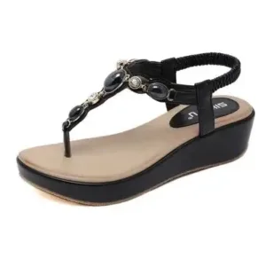 Sandales perlées à talons compensés pour un style unique