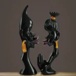 Statue Couple Africain en bois sculpté, art traditionnel