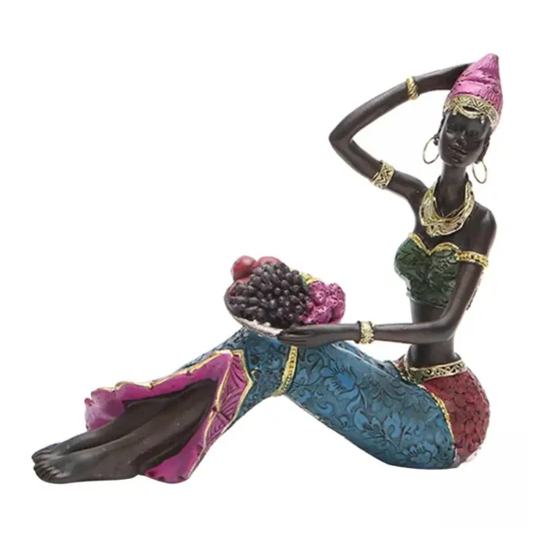 Sculpture féminine africaine allongée, décor intérieur unique