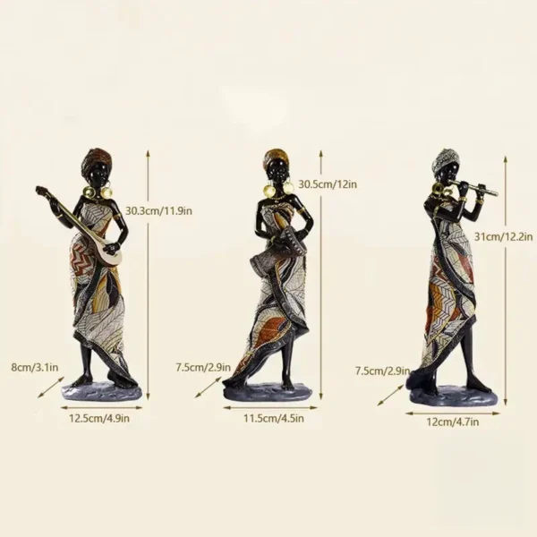 Figurine de musicienne africaine en posture dynamique