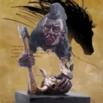 Sculpture unique représentant un guerrier africain