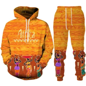 Survêtement africain homme orange élégant et coloré