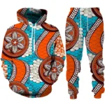 Survêtement Africain Orange et Bleu pour homme