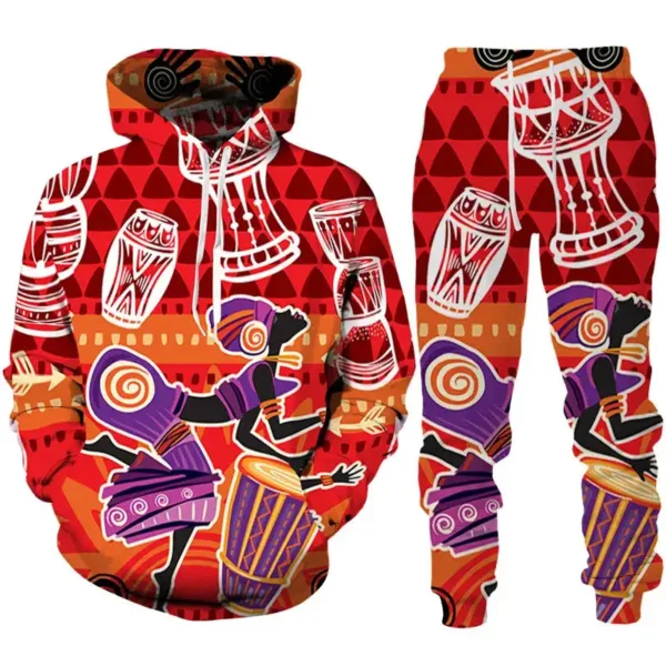 Survêtement Africain Homme Orange et Rouge
