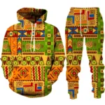 Survêtement Africain Homme Orange et Vert