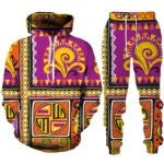 Survêtement Africain Orange Violet pour homme